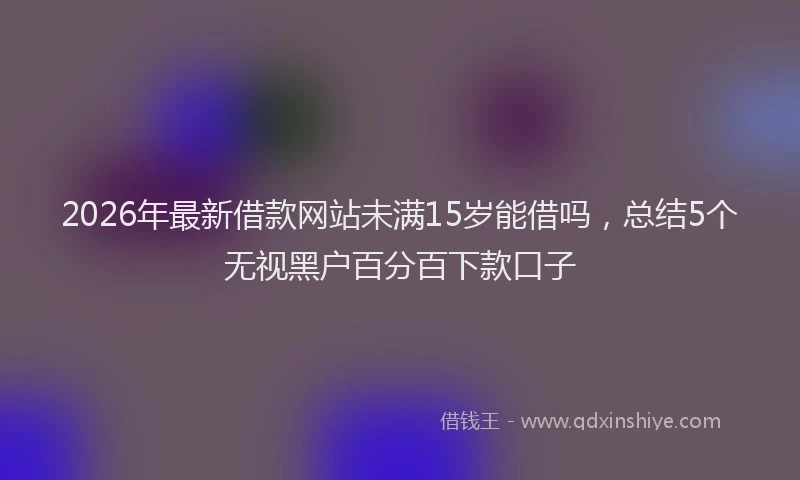 2026年最新借款网站未满15岁能借吗，总结5个无视黑户百分百下款口子