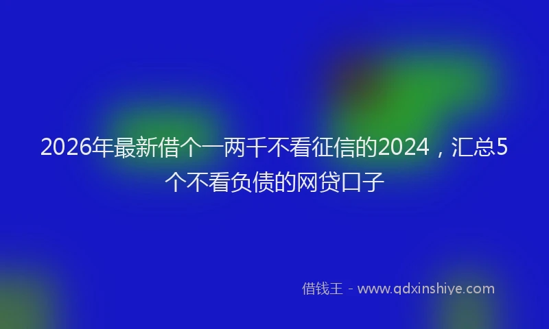 2026年最新借个一两千不看征信的2024，汇总5个不看负债的网贷口子