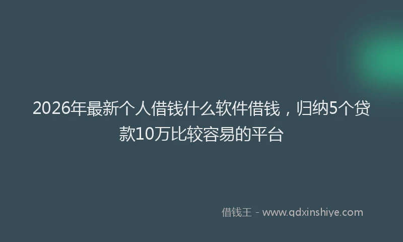2026年最新个人借钱什么软件借钱，归纳5个贷款10万比较容易的平台