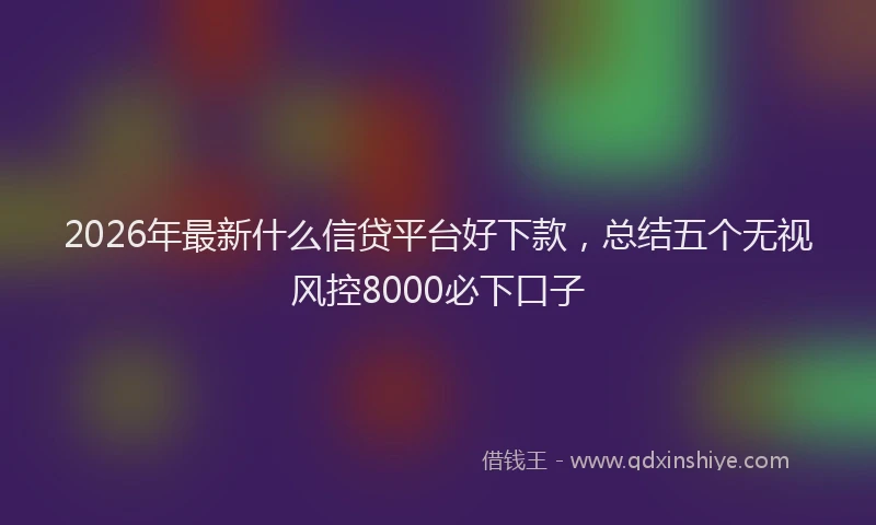 2026年最新什么信贷平台好下款，总结五个无视风控8000必下口子