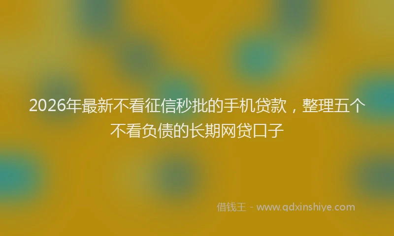 2026年最新不看征信秒批的手机贷款，整理五个不看负债的长期网贷口子