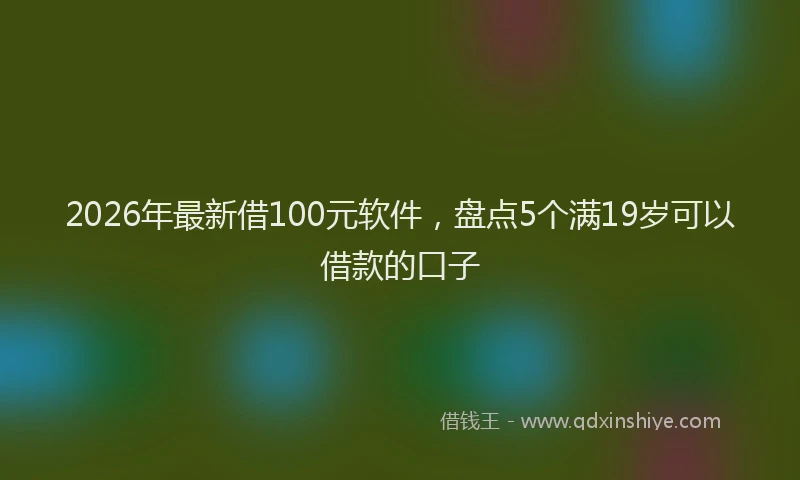 2026年最新借100元软件，盘点5个满19岁可以借款的口子