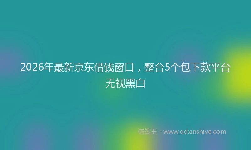 2026年最新京东借钱窗口，整合5个包下款平台无视黑白