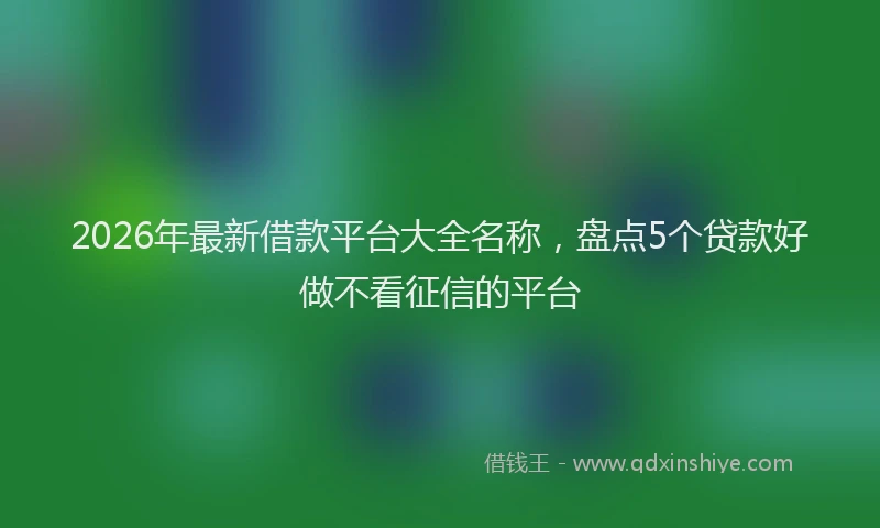 2026年最新借款平台大全名称，盘点5个贷款好做不看征信的平台