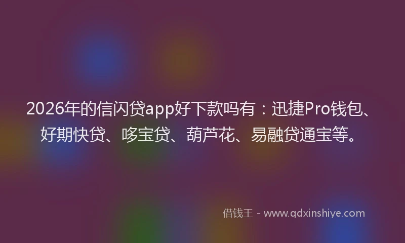 2026年的信闪贷app好下款吗有：迅捷Pro钱包、好期快贷、哆宝贷、葫芦花、易融贷通宝等。