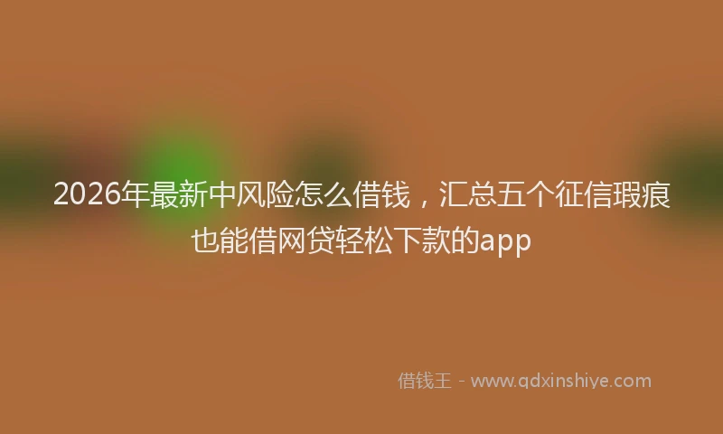 2026年最新中风险怎么借钱，汇总五个征信瑕疵也能借网贷轻松下款的app