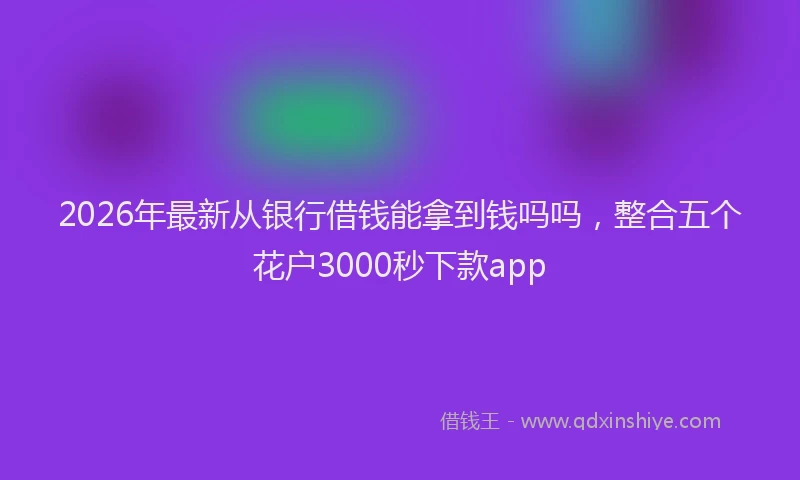 2026年最新从银行借钱能拿到钱吗吗,整合五个花户3000秒下款app