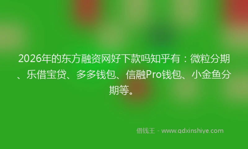 2026年的东方融资网好下款吗知乎有：微粒分期、乐借宝贷、多多钱包、信融Pro钱包、小金鱼分期等。