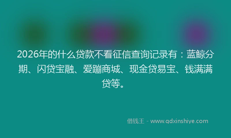 2026年的什么贷款不看征信查询记录有：蓝鲸分期、闪贷宝融、爱蹦商城、现金贷易宝、钱满满贷等。