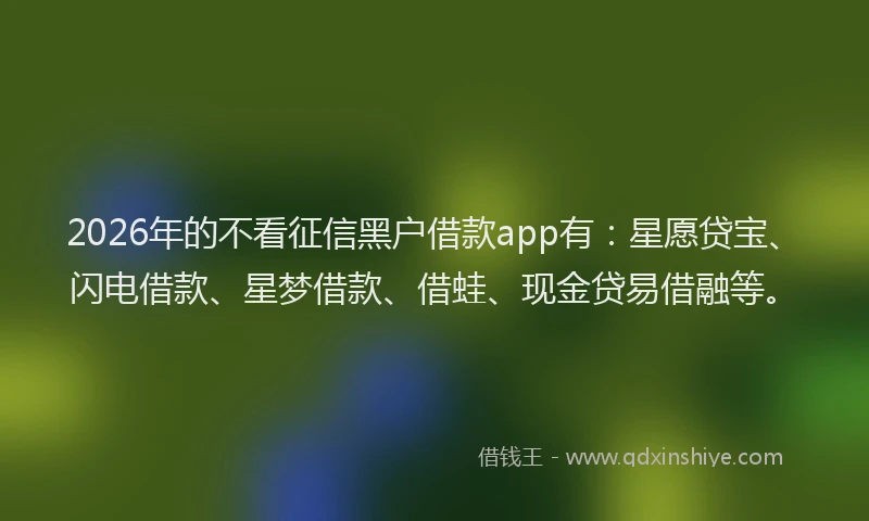 2026年的不看征信黑户借款app有：星愿贷宝、闪电借款、星梦借款、借蛙、现金贷易借融等。