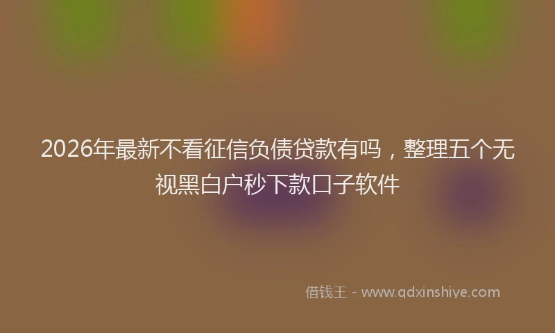 2026年最新不看征信负债贷款有吗,整理五个无视黑白户秒下款口子软件