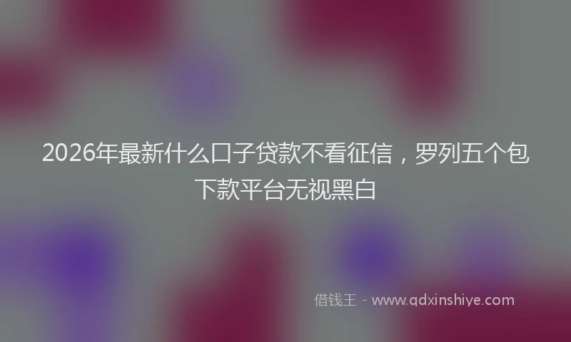 2026年最新什么口子贷款不看征信，罗列五个包下款平台无视黑白