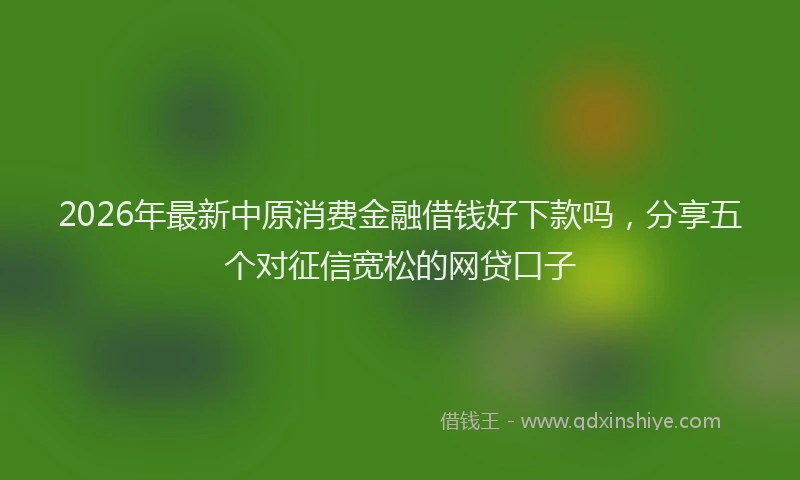 2026年最新中原消费金融借钱好下款吗，分享五个对征信宽松的网贷口子
