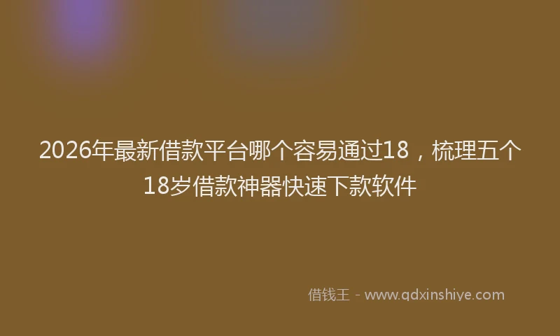 2026年最新借款平台哪个容易通过18，梳理五个18岁借款神器快速下款软件