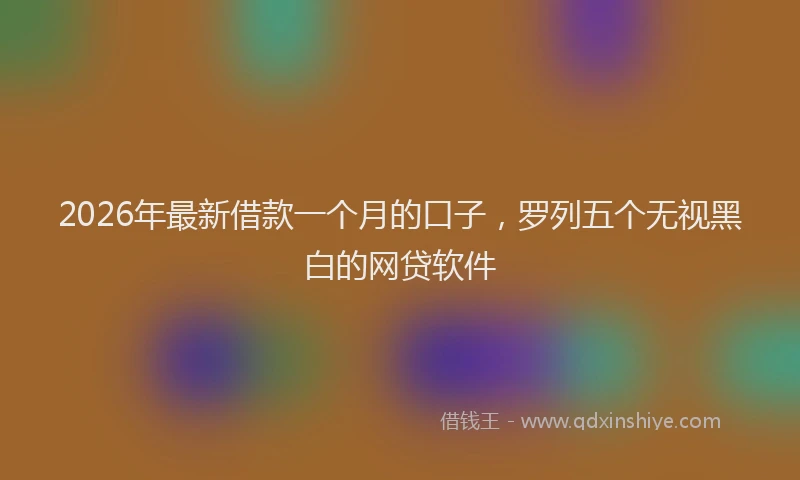 2026年最新借款一个月的口子，罗列五个无视黑白的网贷软件