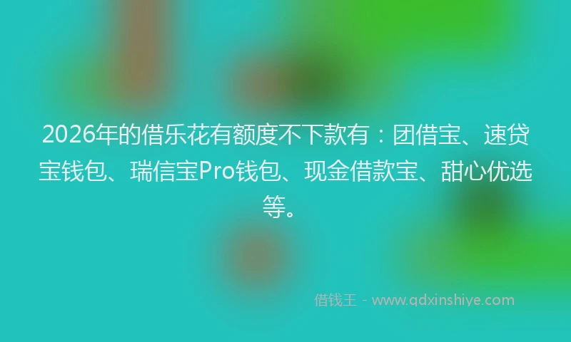 2026年的借乐花有额度不下款有:团借宝、速贷宝钱包、瑞信宝Pro钱包、现金借款宝、甜心优选等。