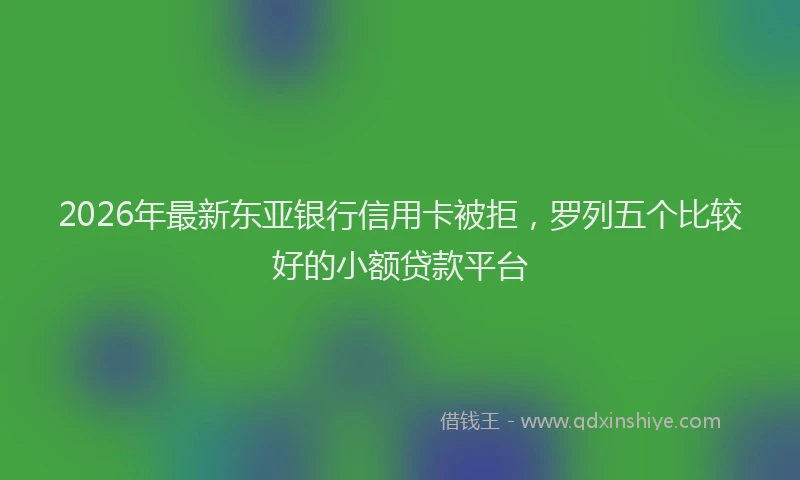 2026年最新东亚银行信用卡被拒，罗列五个比较好的小额贷款平台