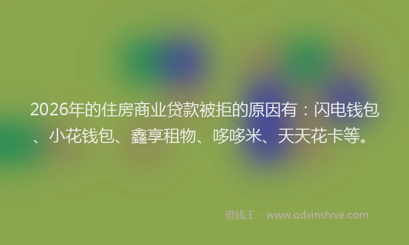 2026年的住房商业贷款被拒的原因有:闪电钱包、小花钱包、鑫享租物、哆哆米、天天花卡等。