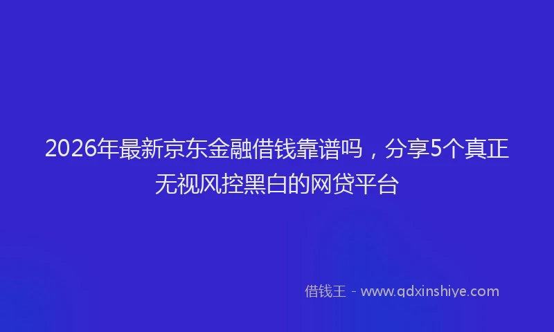 2026年最新京东金融借钱靠谱吗，分享5个真正无视风控黑白的网贷平台