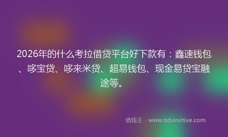 2026年的什么考拉借贷平台好下款有:鑫速钱包、哆宝贷、哆来米贷、超易钱包、现金易贷宝融途等。