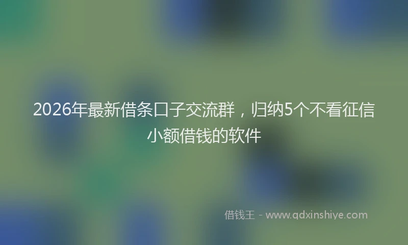 2026年最新借条口子交流群，归纳5个不看征信小额借钱的软件