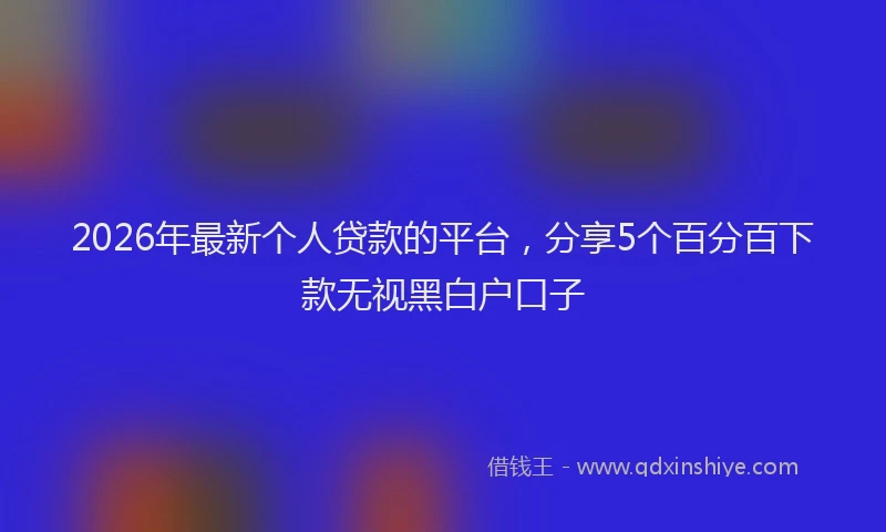 2026年最新个人贷款的平台，分享5个百分百下款无视黑白户口子