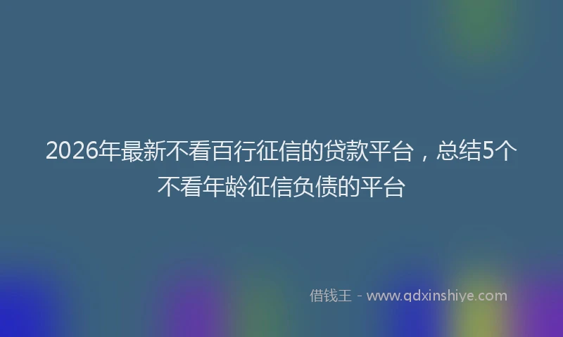 2026年最新不看百行征信的贷款平台,总结5个不看年龄征信负债的平台