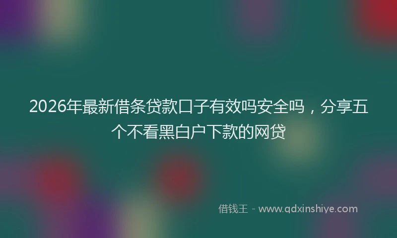 2026年最新借条贷款口子有效吗安全吗，分享五个不看黑白户下款的网贷