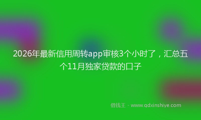 2026年最新信用周转app审核3个小时了，汇总五个11月独家贷款的口子