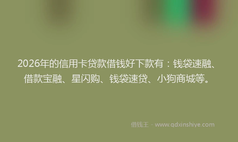 2026年的信用卡贷款借钱好下款有：钱袋速融、借款宝融、星闪购、钱袋速贷、小狗商城等。