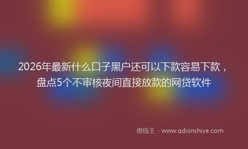 2026年最新什么口子黑户还可以下款容易下款，盘点5个不审核夜间直接放款的网贷软件