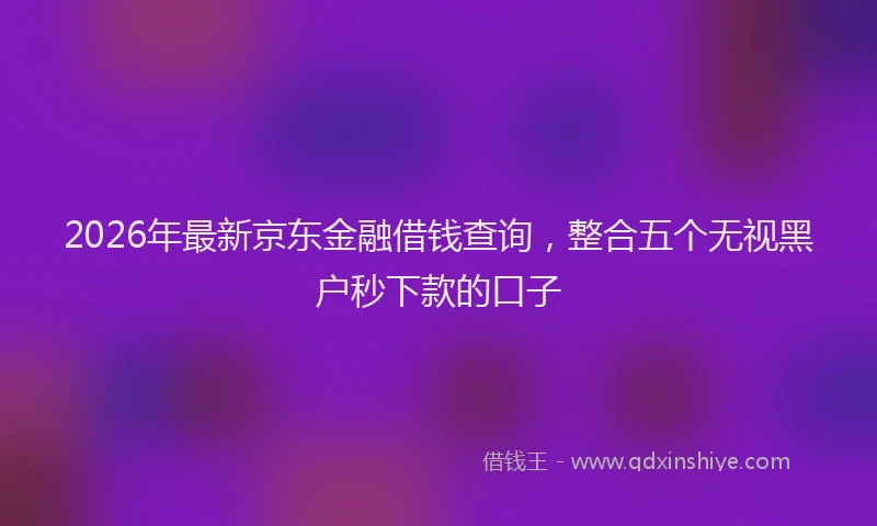 2026年最新京东金融借钱查询，整合五个无视黑户秒下款的口子