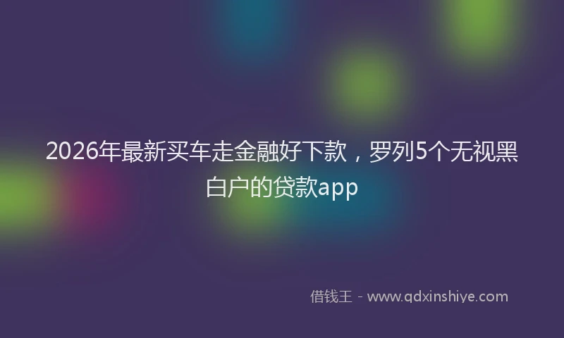 2026年最新买车走金融好下款，罗列5个无视黑白户的贷款app