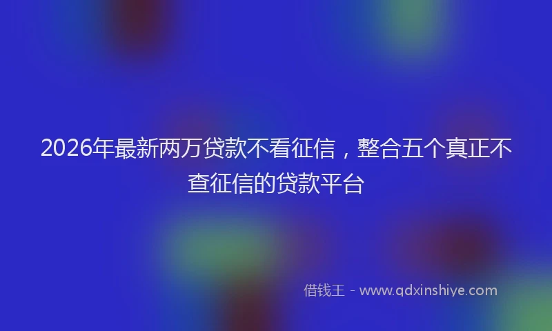 2026年最新两万贷款不看征信，整合五个真正不查征信的贷款平台