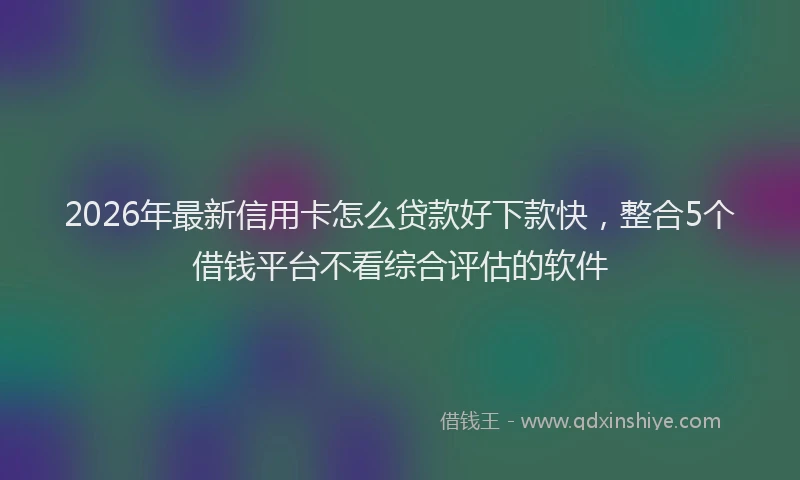 2026年最新信用卡怎么贷款好下款快，整合5个借钱平台不看综合评估的软件