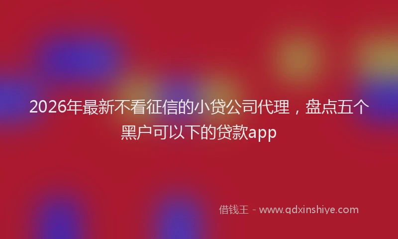 2026年最新不看征信的小贷公司代理，盘点五个黑户可以下的贷款app