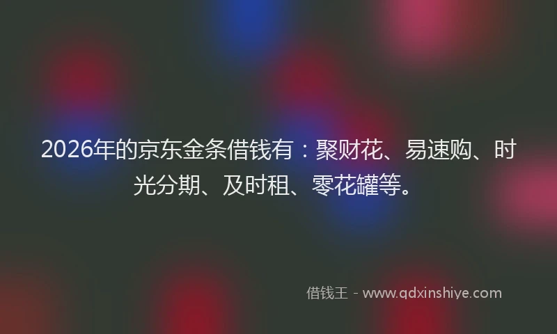 2026年的京东金条借钱有：聚财花、易速购、时光分期、及时租、零花罐等。