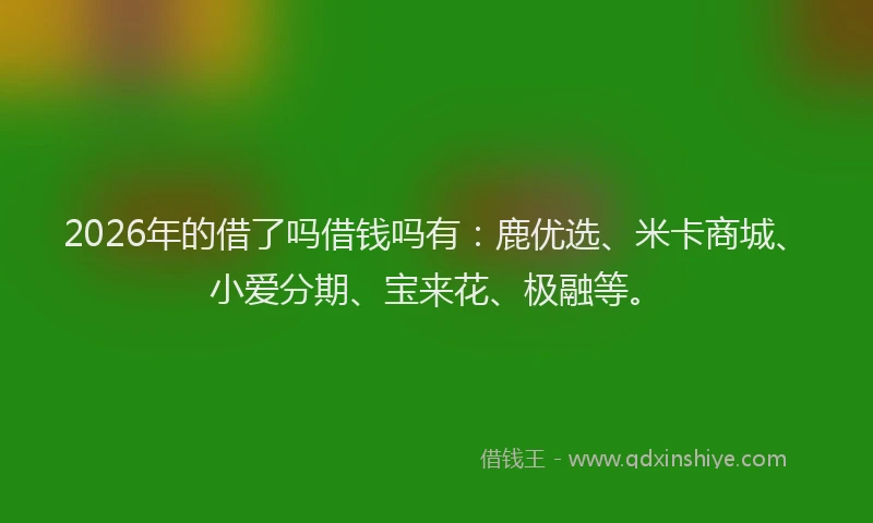 2026年的借了吗借钱吗有：鹿优选、米卡商城、小爱分期、宝来花、极融等。