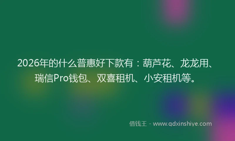 2026年的什么普惠好下款有：葫芦花、龙龙用、瑞信Pro钱包、双喜租机、小安租机等。