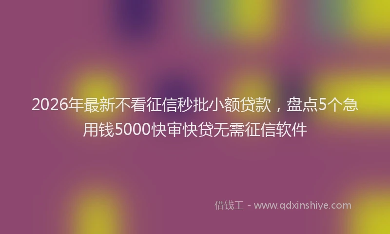 2026年最新不看征信秒批小额贷款,盘点5个急用钱5000快审快贷无需征信软件