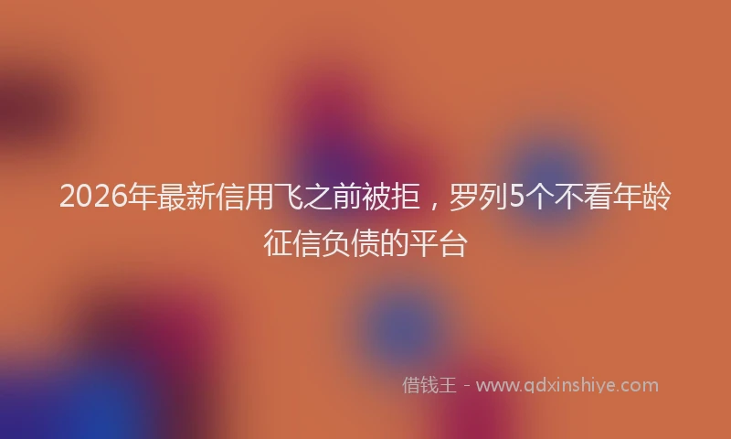 2026年最新信用飞之前被拒，罗列5个不看年龄征信负债的平台