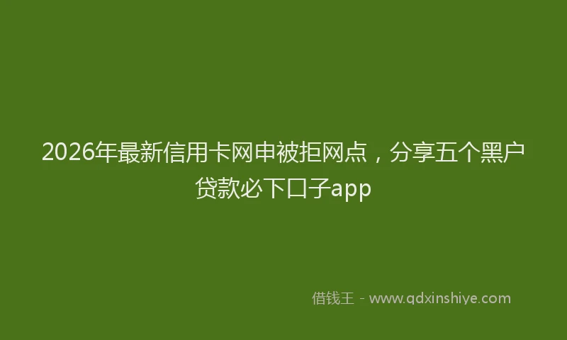 2026年最新信用卡网申被拒网点，分享五个黑户贷款必下口子app