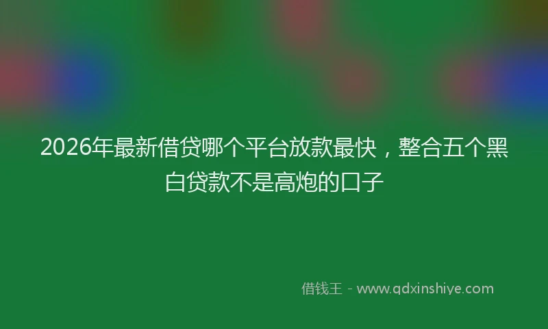 2026年最新借贷哪个平台放款最快,整合五个黑白贷款不是高炮的口子