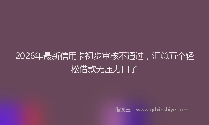 2026年最新信用卡初步审核不通过，汇总五个轻松借款无压力口子