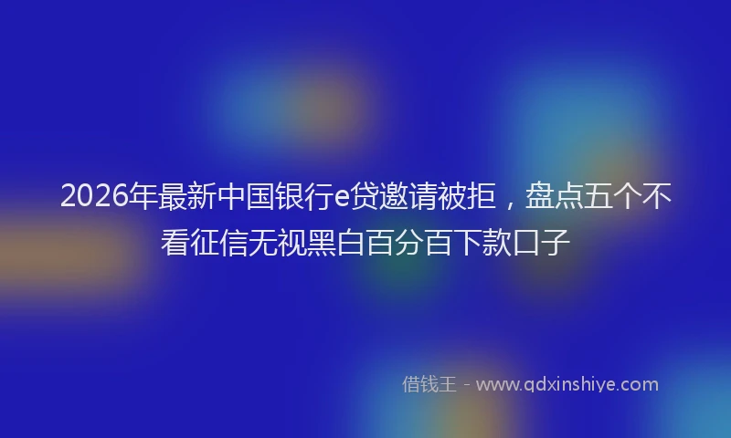 2026年最新中国银行e贷邀请被拒，盘点五个不看征信无视黑白百分百下款口子