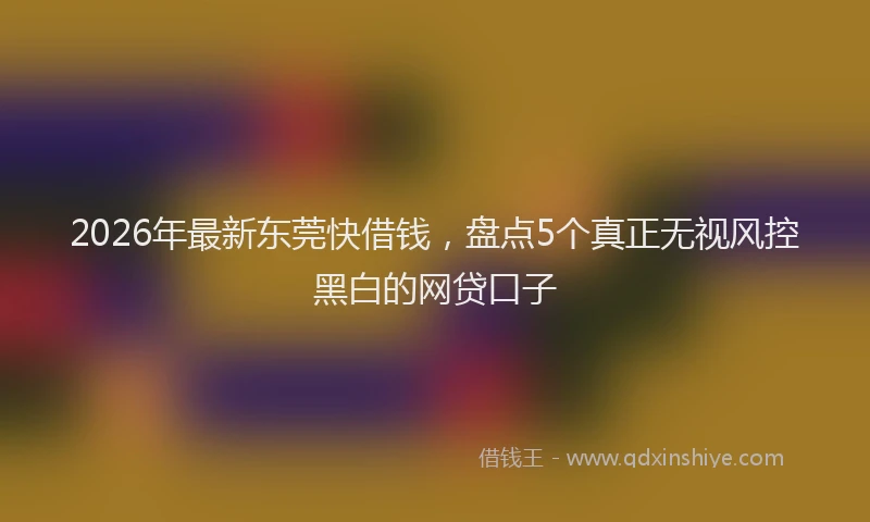 2026年最新东莞快借钱，盘点5个真正无视风控黑白的网贷口子