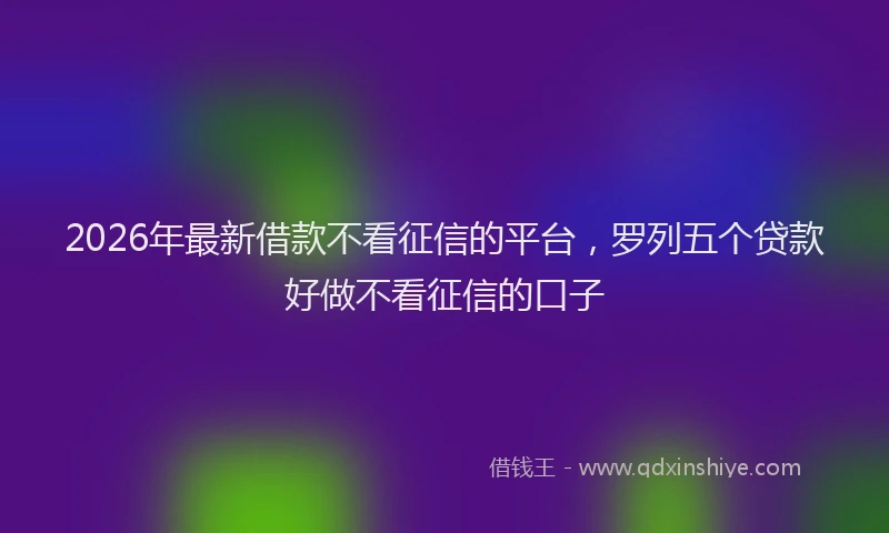 2026年最新借款不看征信的平台，罗列五个贷款好做不看征信的口子
