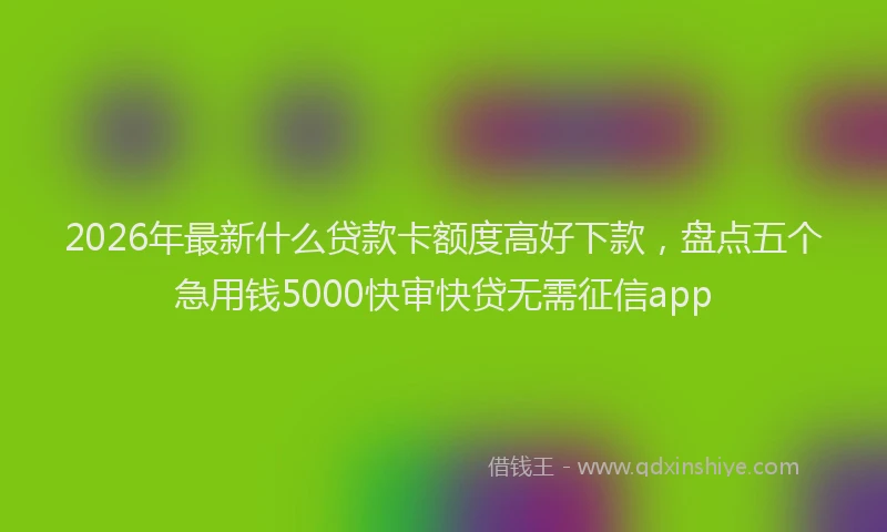 2026年最新什么贷款卡额度高好下款，盘点五个急用钱5000快审快贷无需征信app