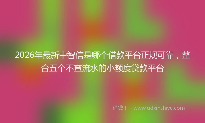 2026年最新中智信是哪个借款平台正规可靠，整合五个不查流水的小额度贷款平台