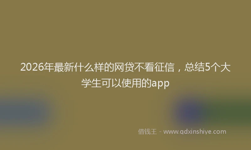2026年最新什么样的网贷不看征信，总结5个大学生可以使用的app